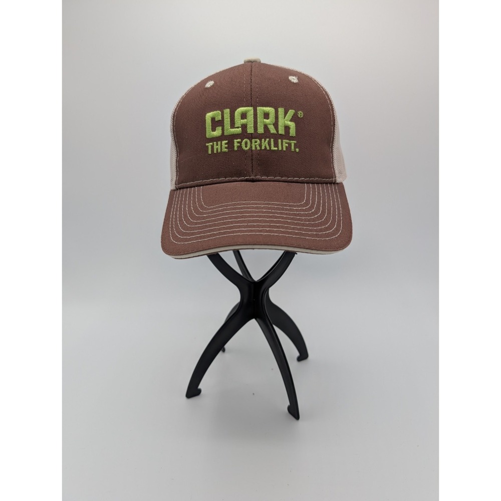 Clark‎ The Forklift Strapback Trucker Hat Brown One Size Adjustable Mesh Back